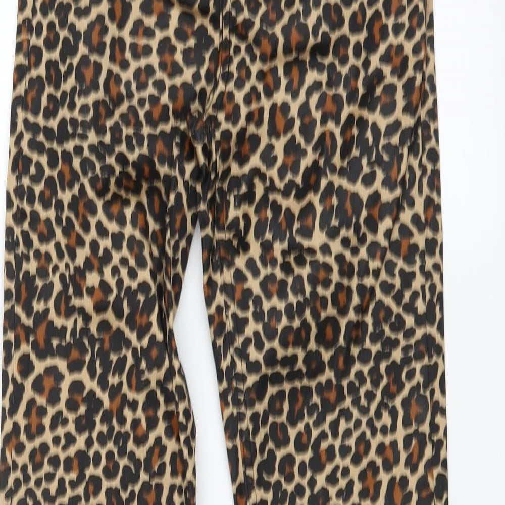Topshop Womens Brown Animal Print  Flared Jeans Size 26 in L30 in