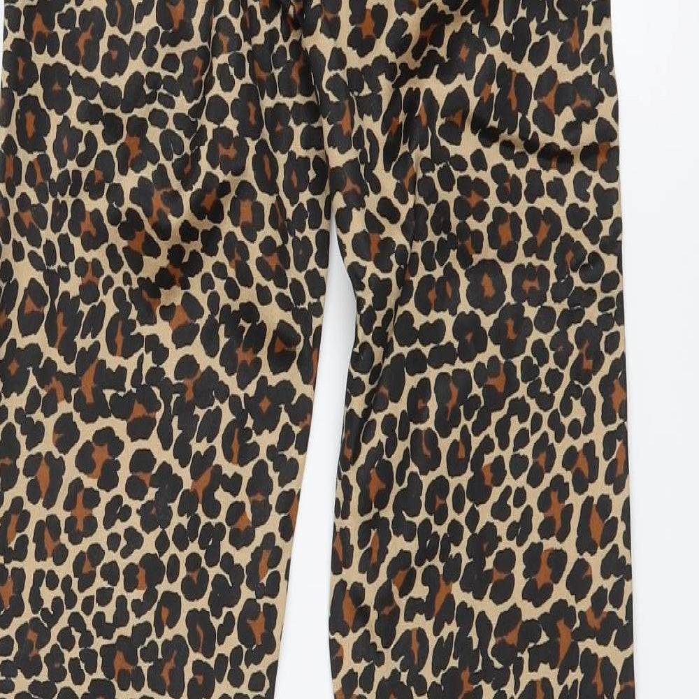 Topshop Womens Brown Animal Print  Flared Jeans Size 26 in L30 in