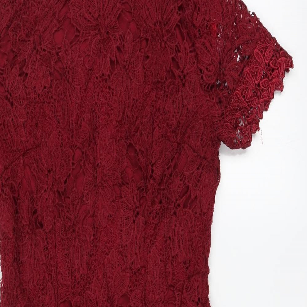 AX Paris Womens Red   Sheath  Size 8  - floral lace detail