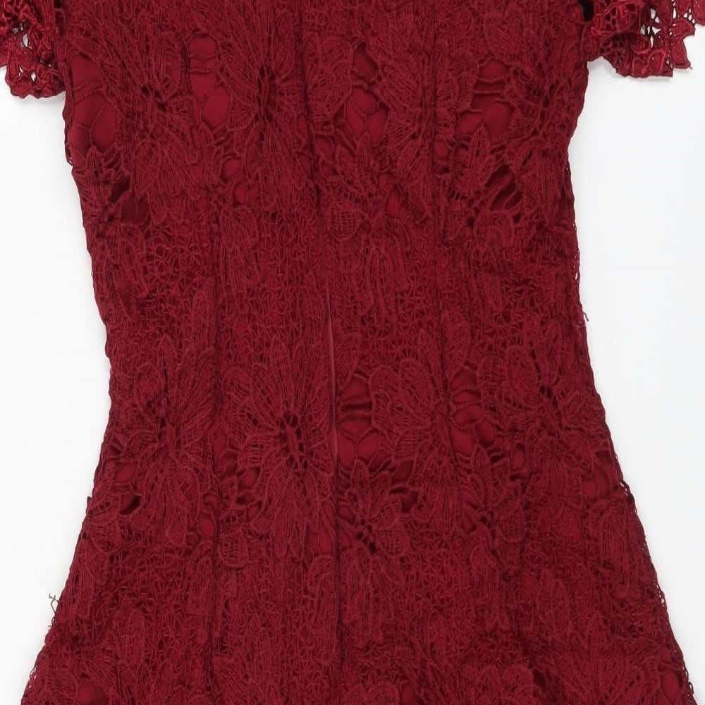 AX Paris Womens Red   Sheath  Size 8  - floral lace detail
