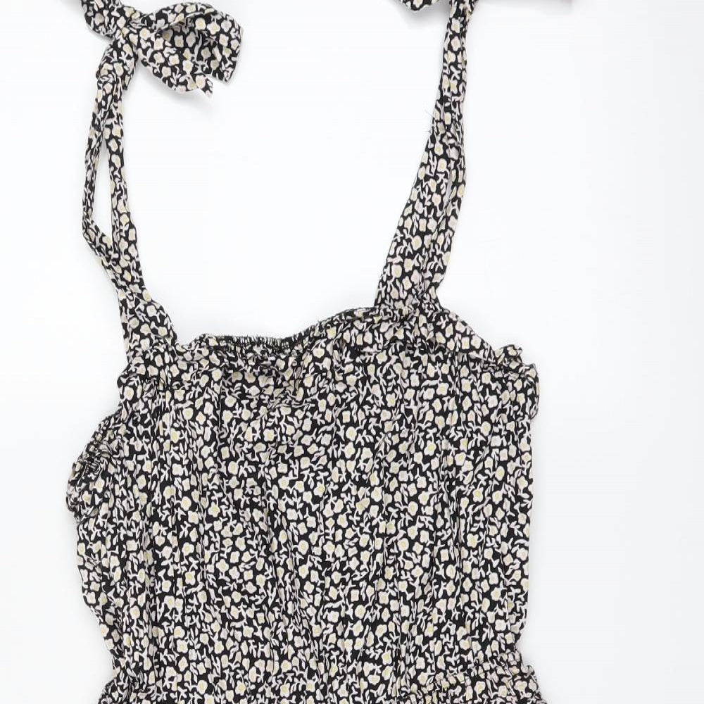 H&M Womens Black Floral  Playsuit One-Piece Size S