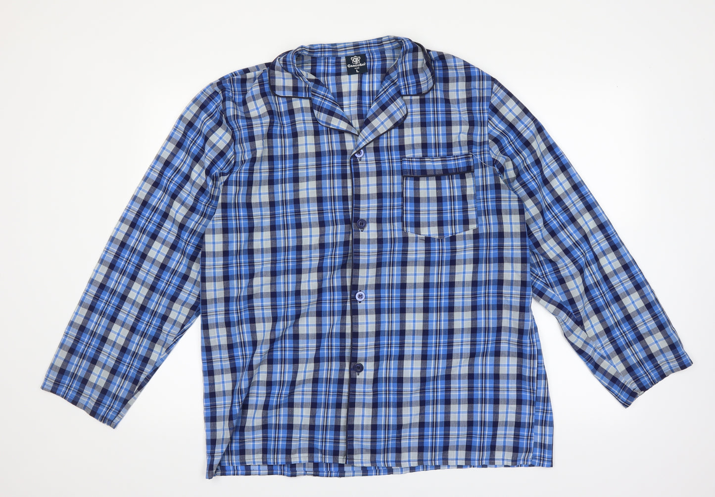 Cargo Bay Mens Blue Plaid   Pyjama Top Size L