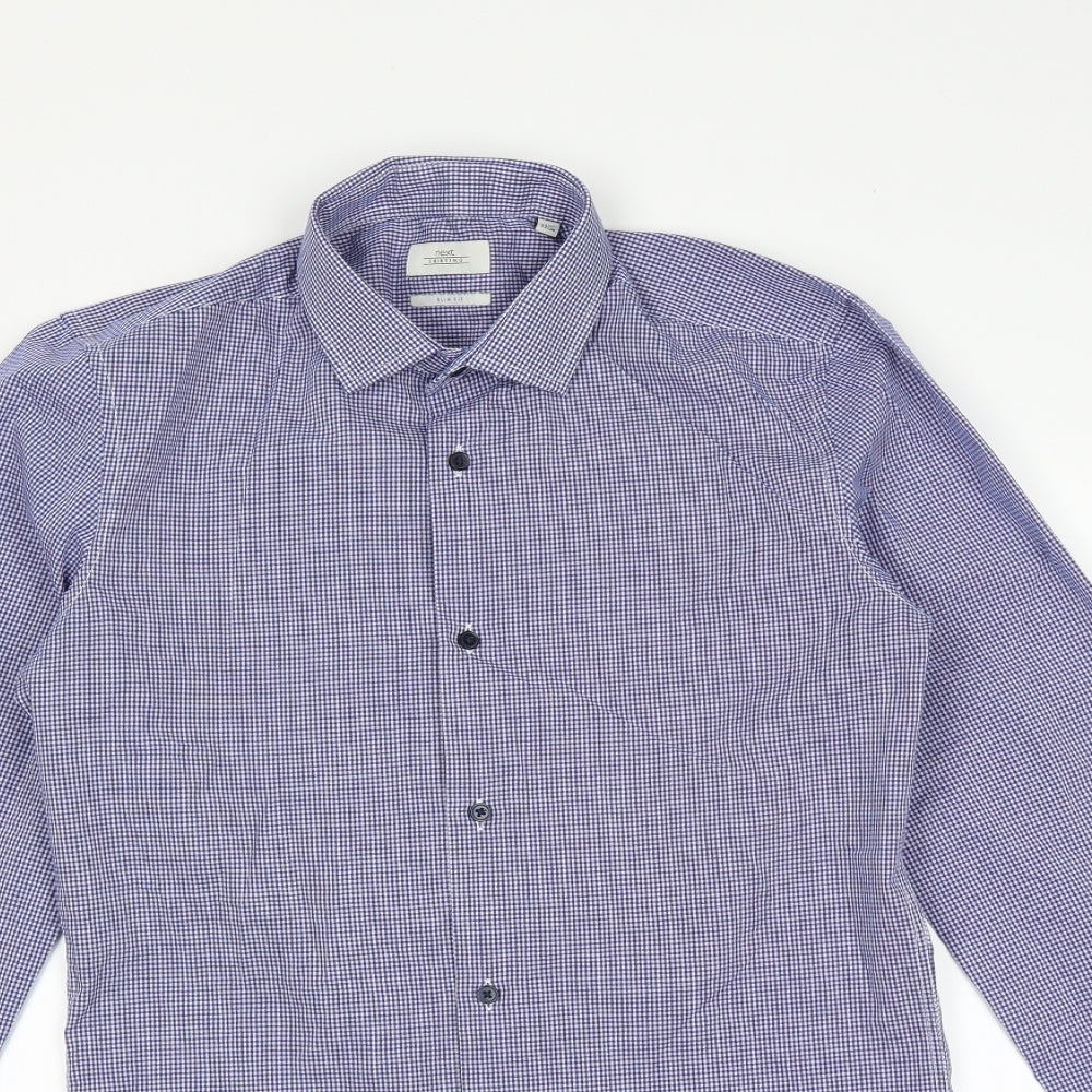 NEXT Mens Blue Check   Dress Shirt Size 14.5