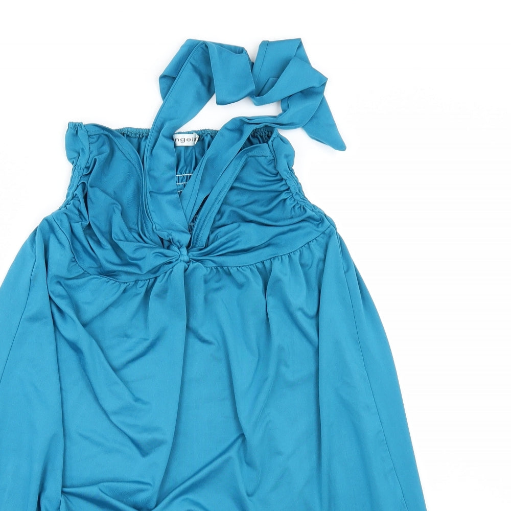 Angela Womens Blue   Tunic Blouse Size L