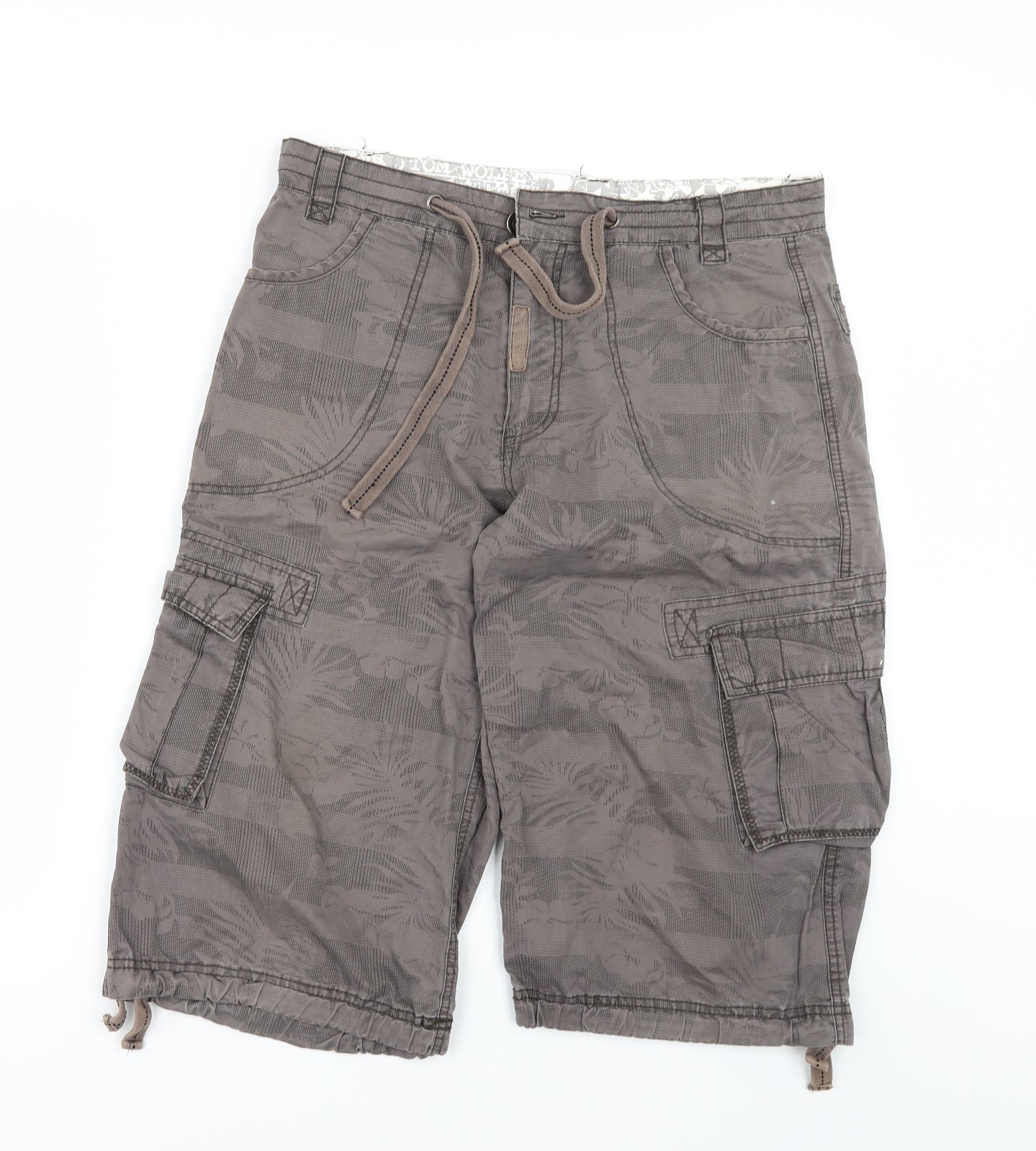 Tom Wolfe Mens Brown Floral  Chino Shorts Size 34 in