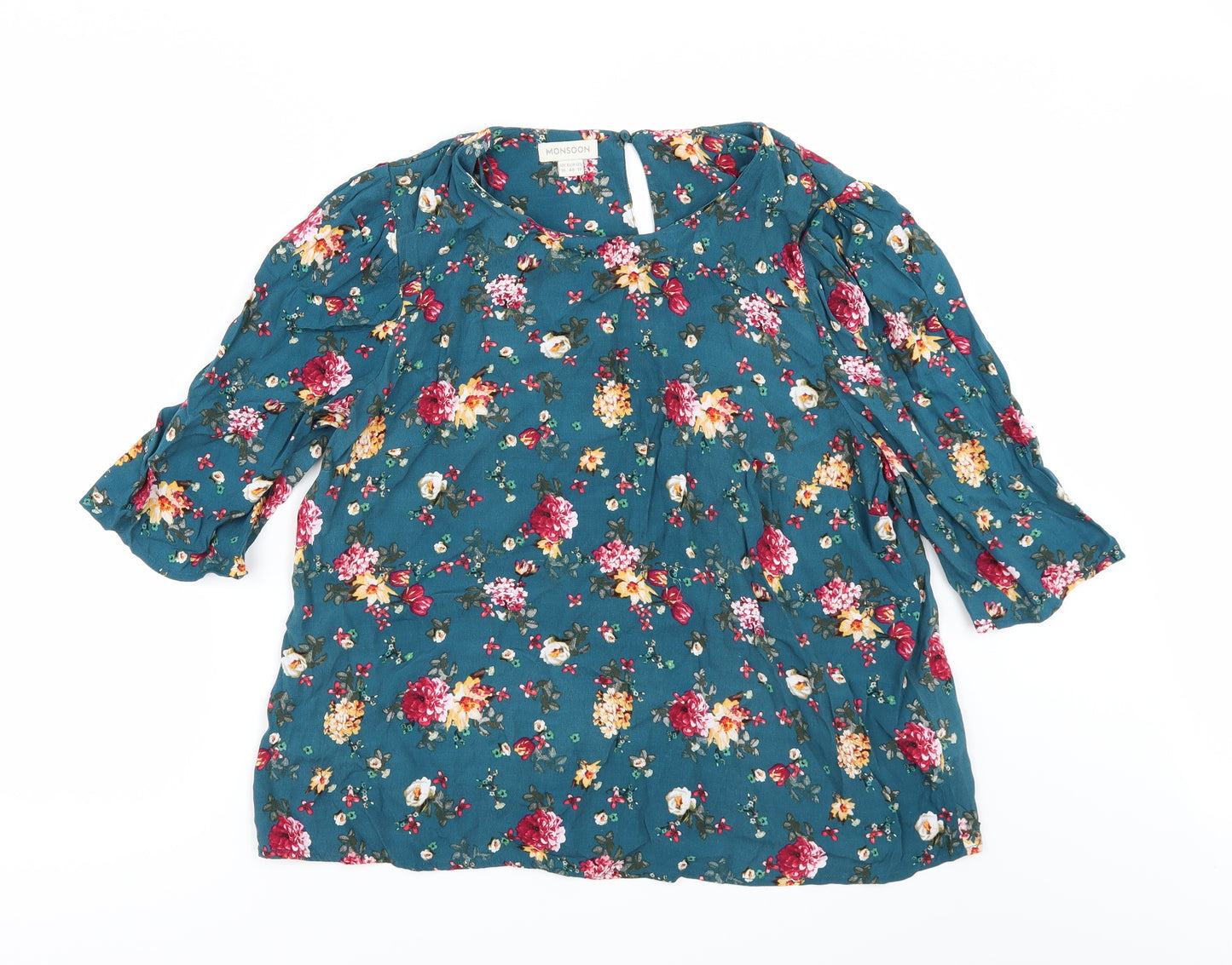 Monsoon Womens Green Floral  Tunic Blouse Size 12