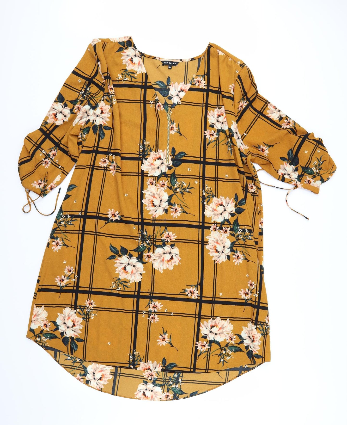 Peacocks Womens Yellow Floral  Shift  Size 22
