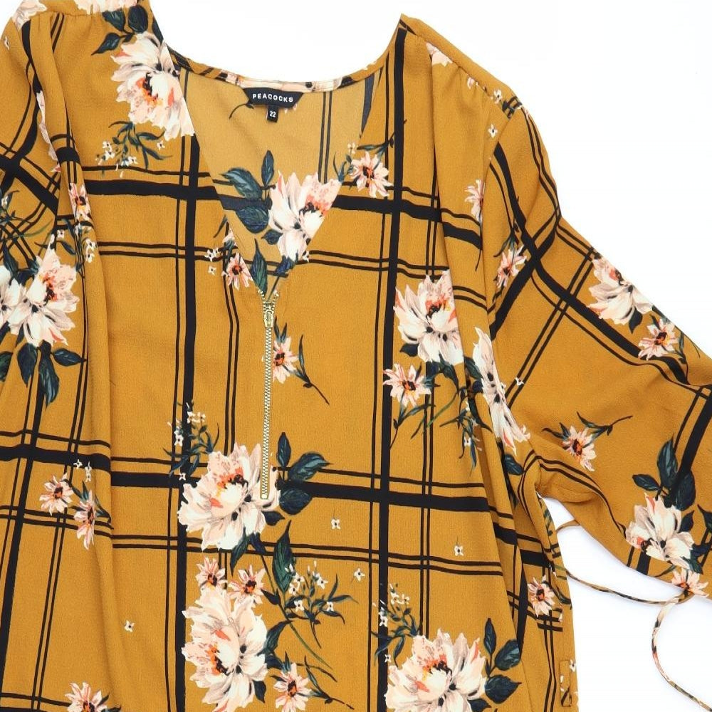 Peacocks Womens Yellow Floral  Shift  Size 22