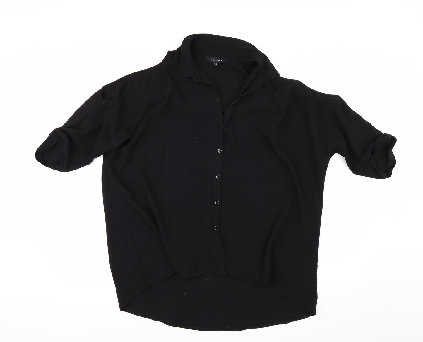 New Look Womens Black   Tunic Button-Up Size 10  - cold Shoulder
