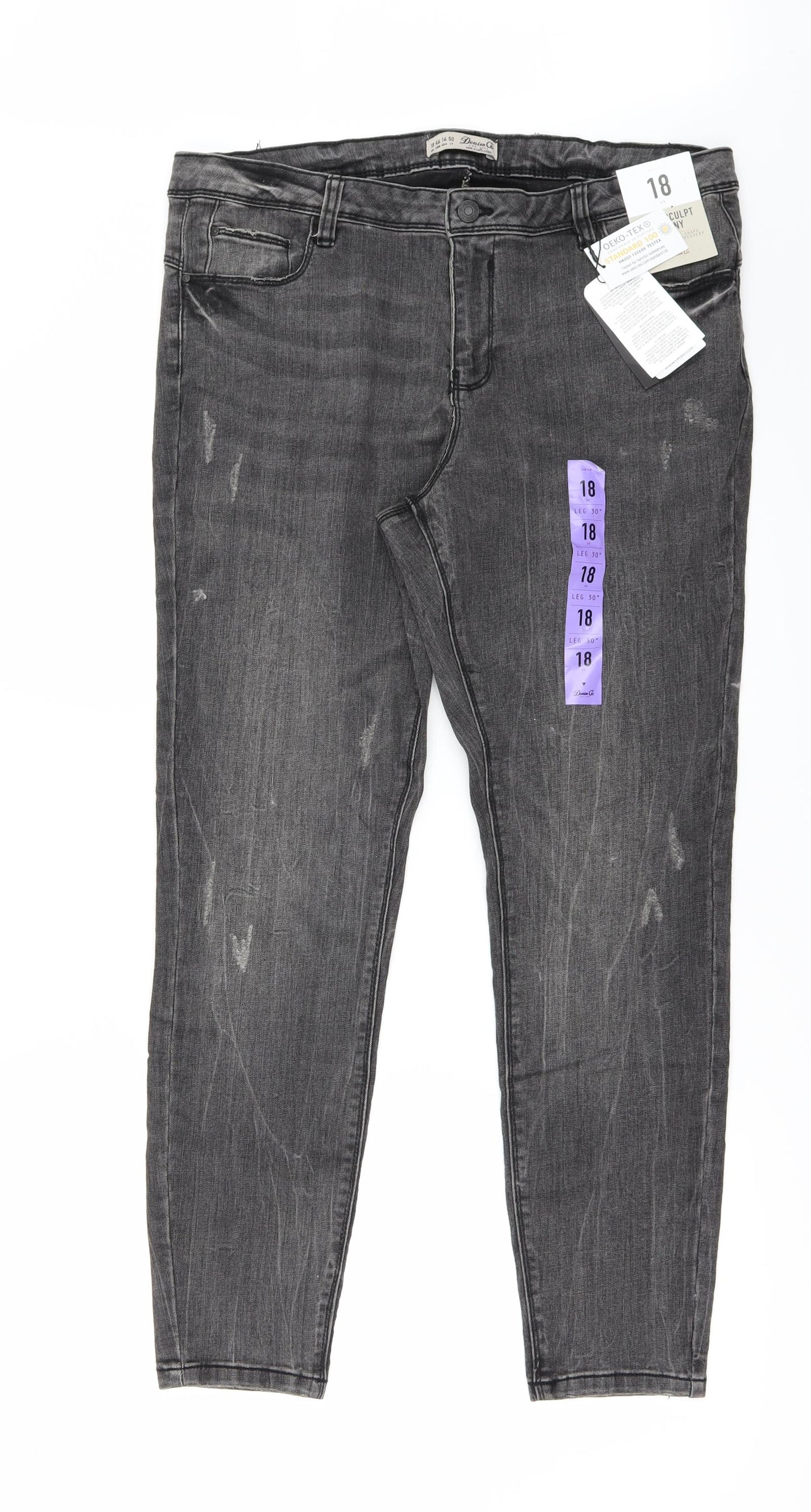 Denim & Co. Womens Black  Denim Skinny Jeans Size 18 L27 in
