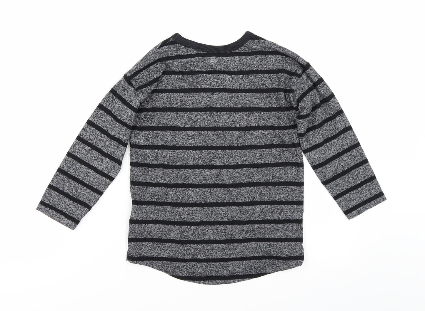 NEXT Boys Grey Striped  Basic T-Shirt Size 3-4 Years