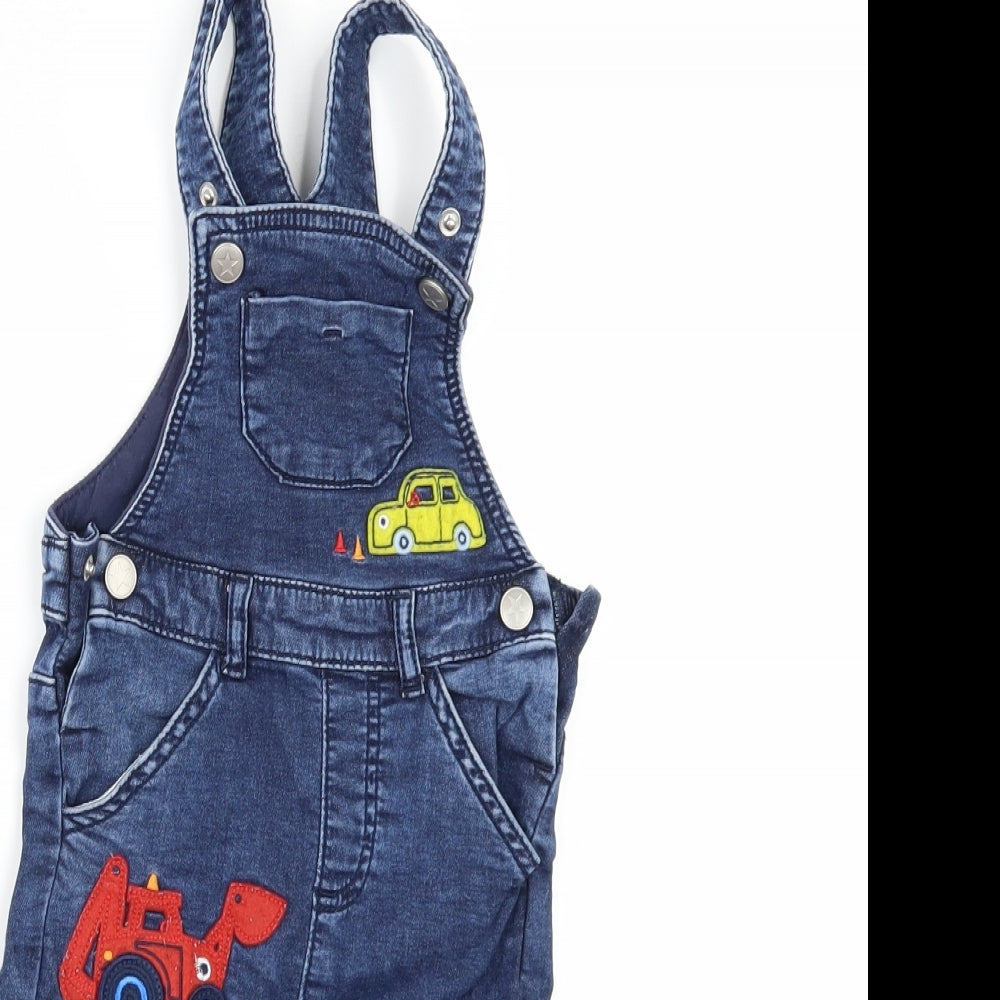 Blue Zoo Boys Blue  Denim Dungaree One-Piece Size 9-12 Months