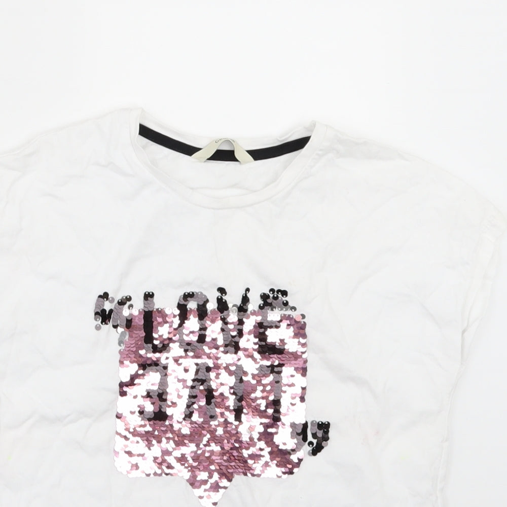 George Girls White   Basic T-Shirt Size 9-10 Years