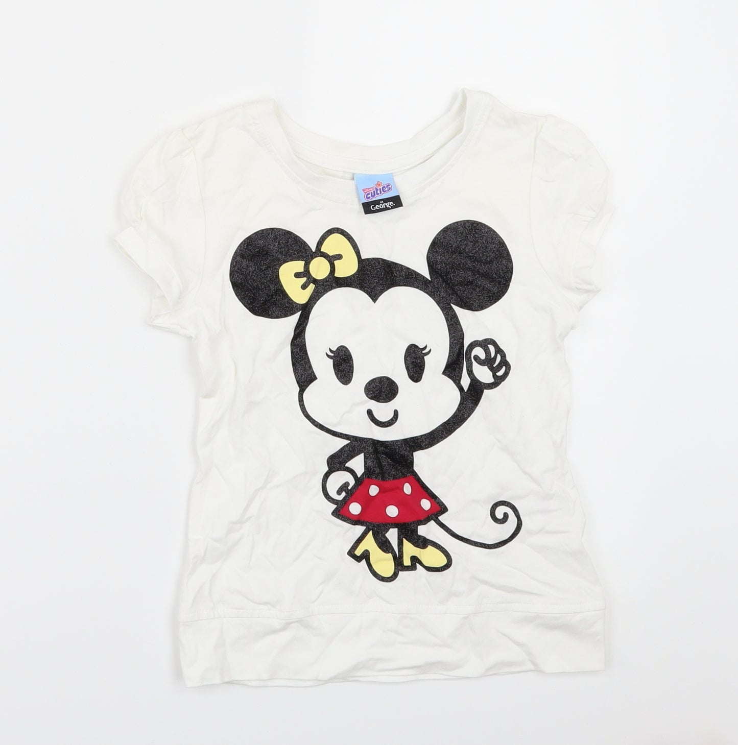 George Girls White   Basic T-Shirt Size 5-6 Years