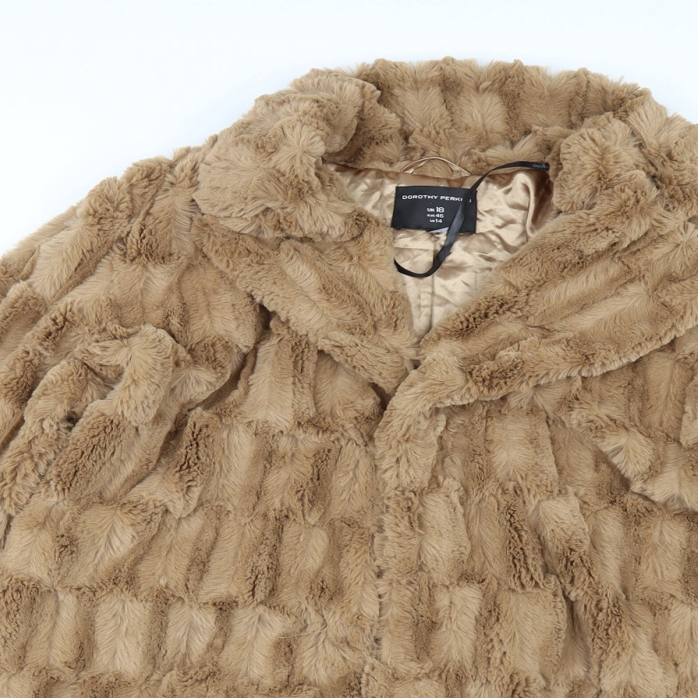 Dorothy Perkins Womens Beige   Jacket  Size 18  - FUR