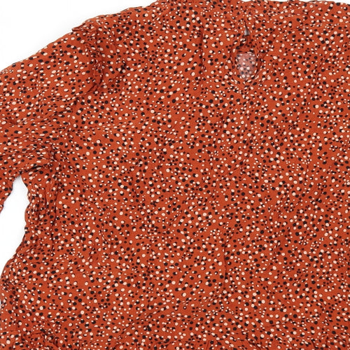 New Look Womens Orange Polka Dot  Tunic Blouse Size 16