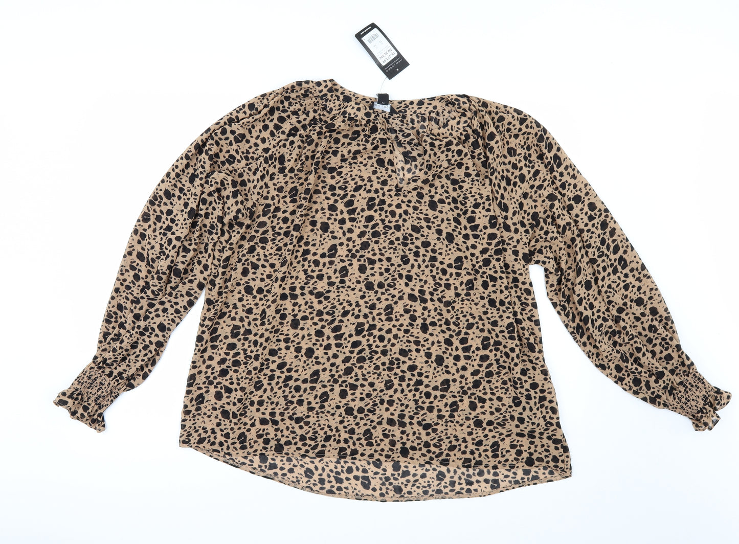 New Look Womens Brown Animal Print  Tunic Blouse Size 16