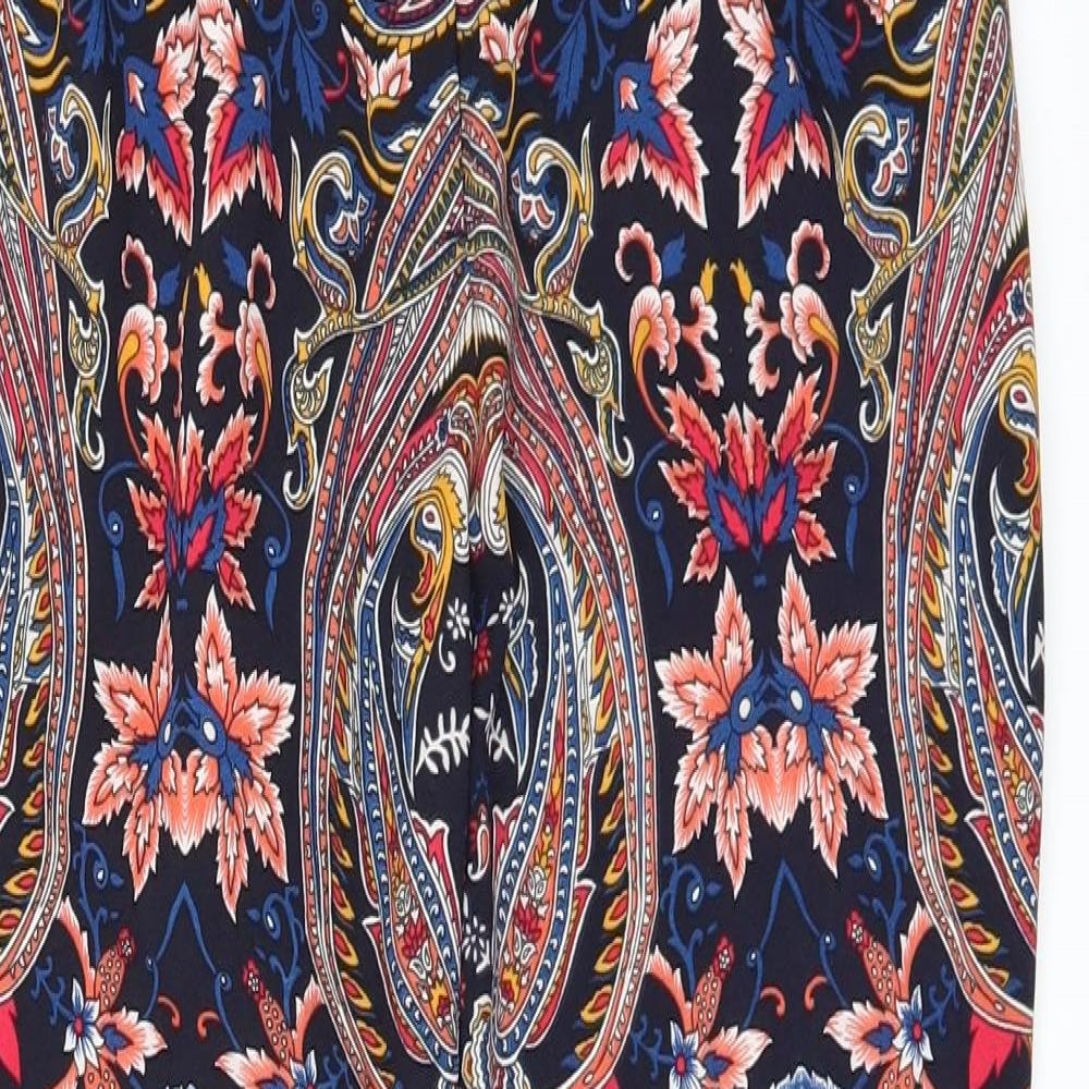 Oasis Womens Multicoloured Geometric  Trousers  Size 8 L27 in