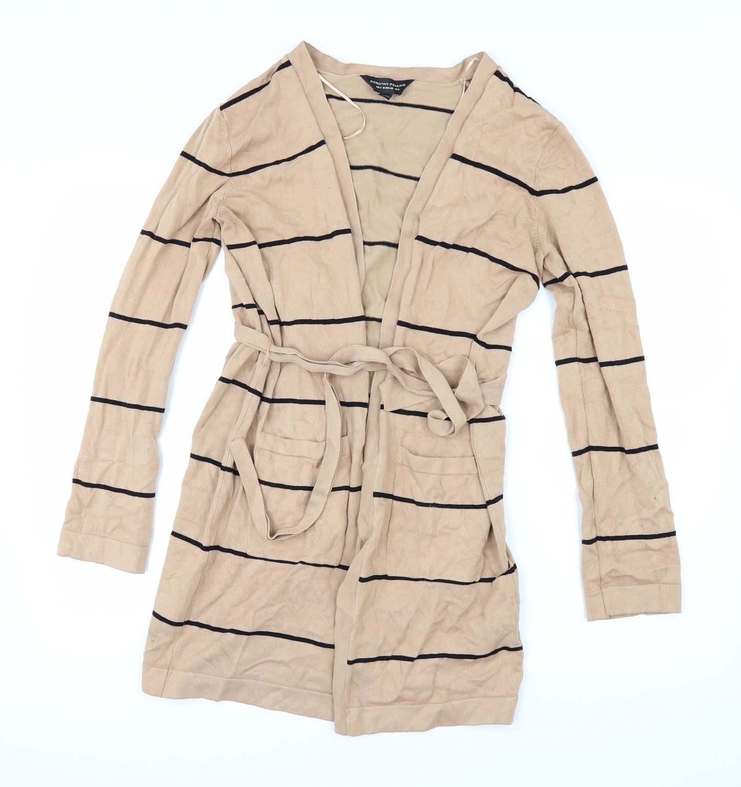 New Look Womens Beige Striped  Cardigan Jumper Size 8