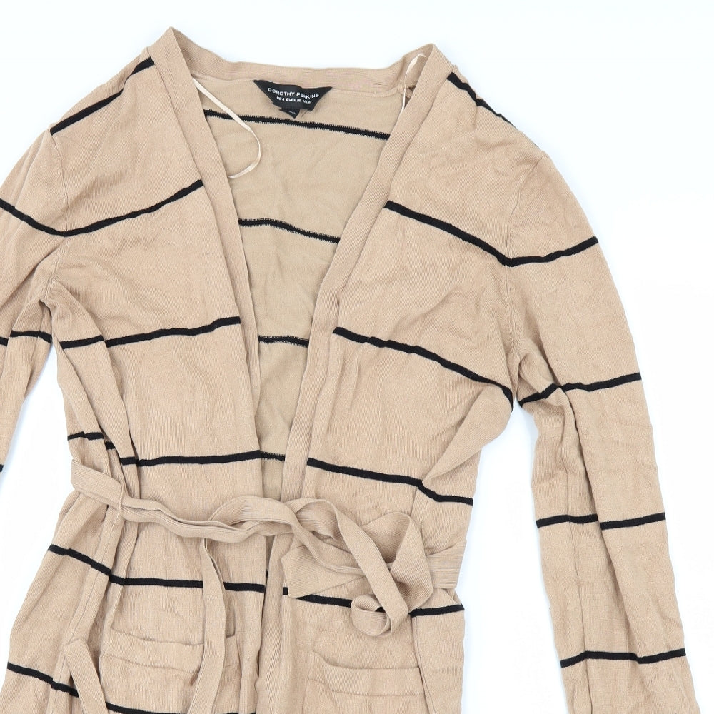 New Look Womens Beige Striped  Cardigan Jumper Size 8