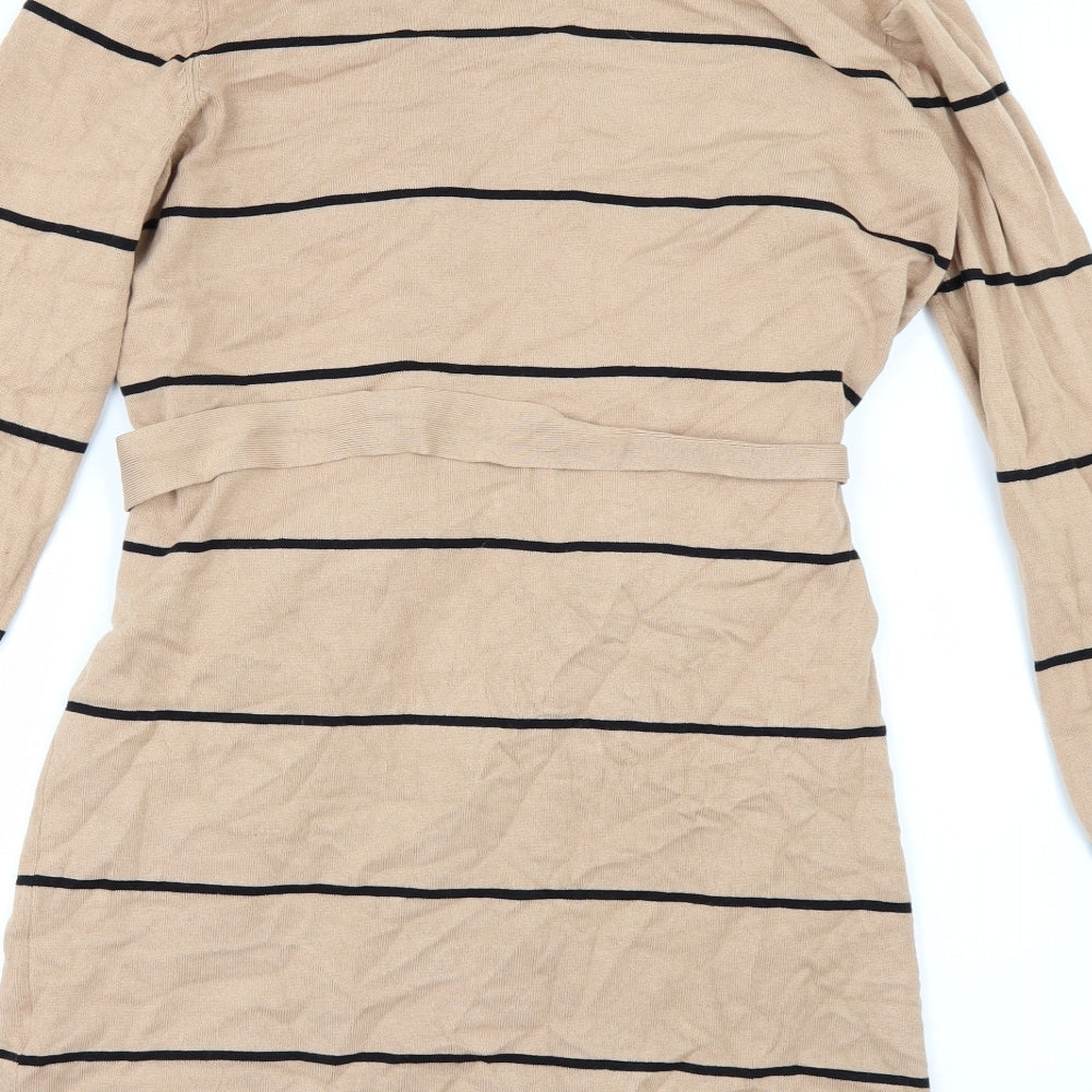 New Look Womens Beige Striped  Cardigan Jumper Size 8