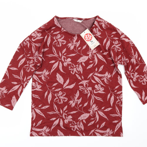 TU Womens Red Floral  Basic T-Shirt Size 8
