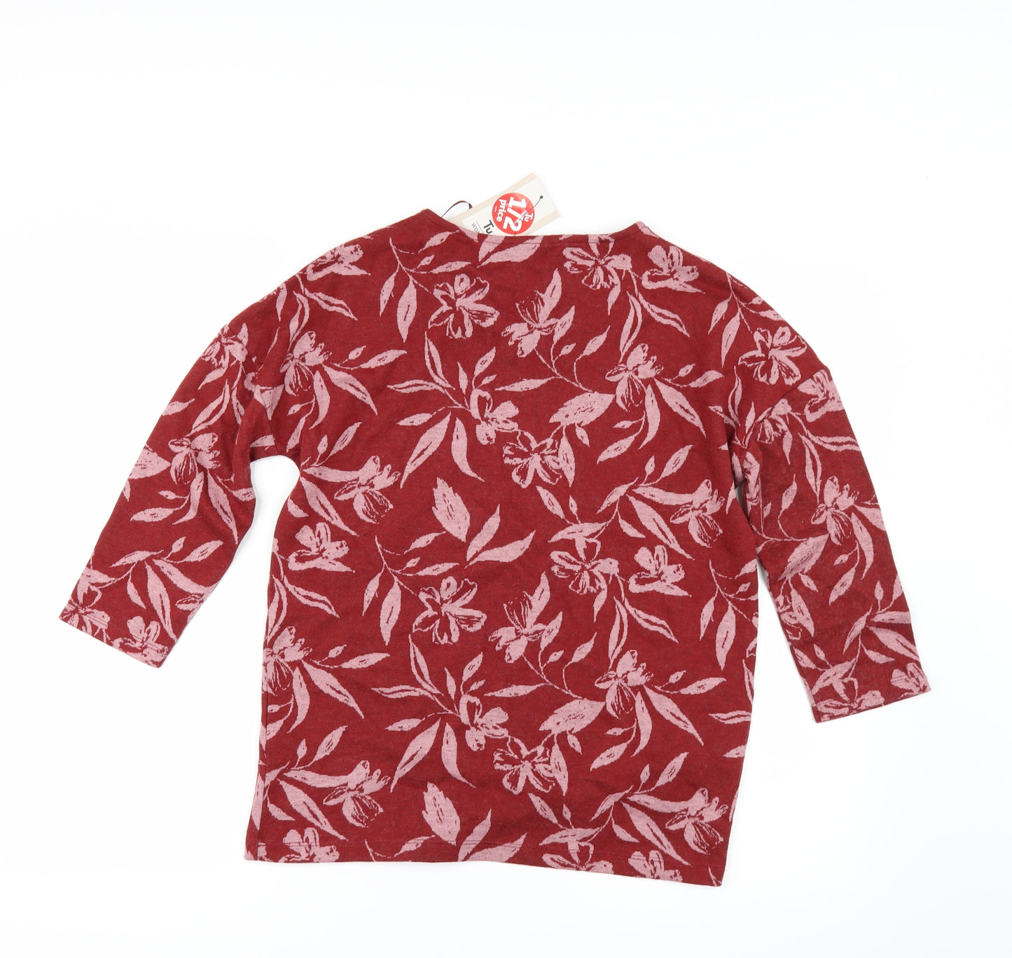 TU Womens Red Floral  Basic T-Shirt Size 8