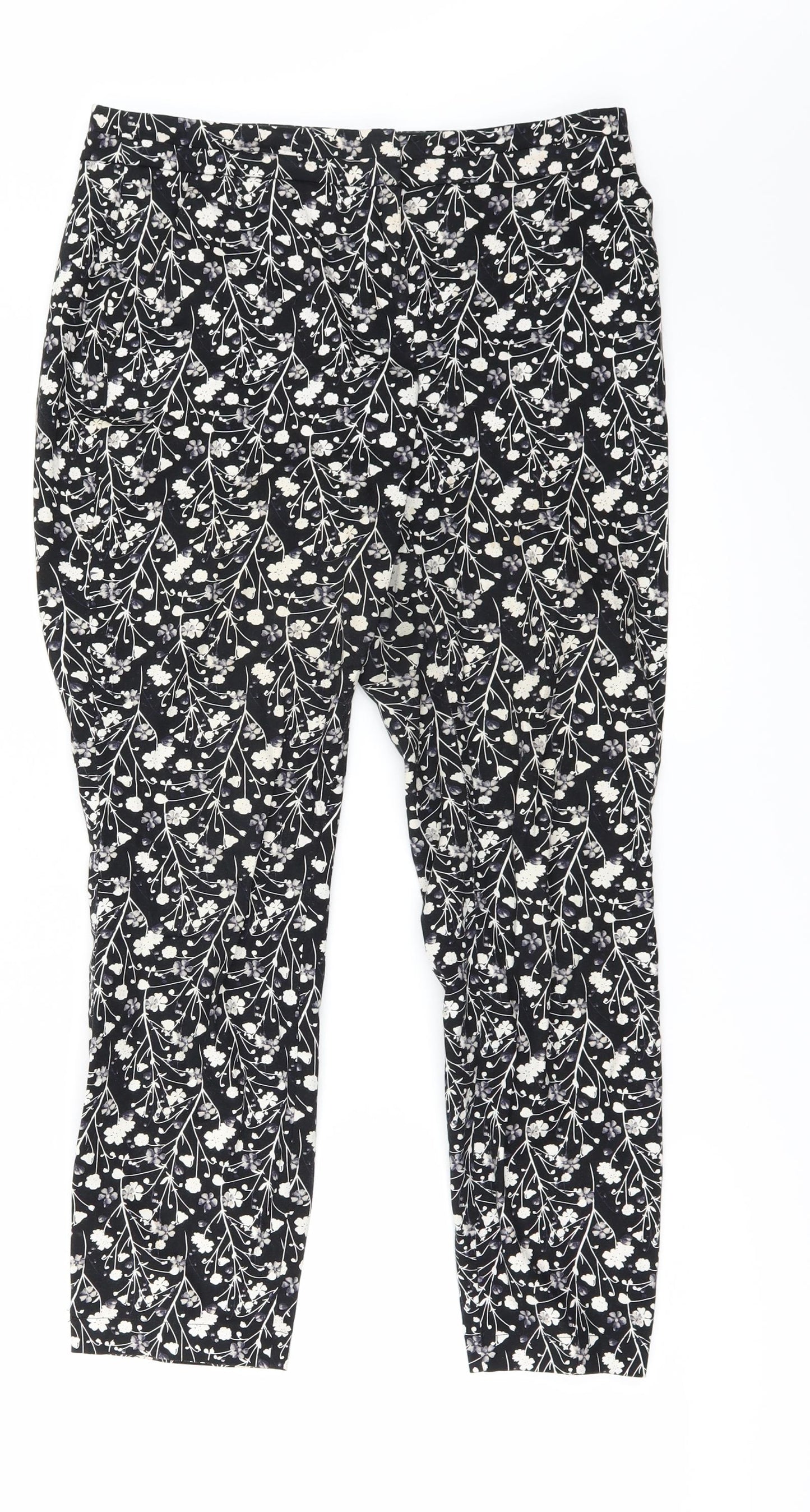 Primark Womens Black Floral  Dress Pants Trousers Size 8 L25 in