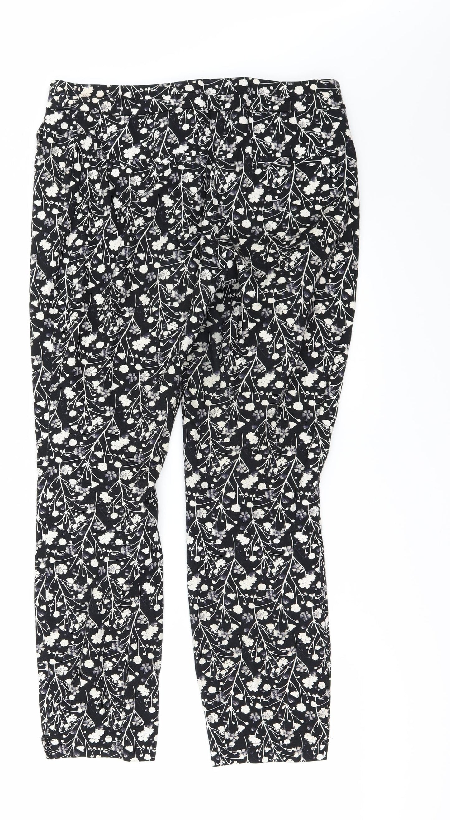 Primark Womens Black Floral  Dress Pants Trousers Size 8 L25 in