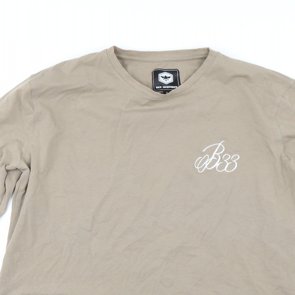 Bee Inspired Mens Beige    T-Shirt Size M
