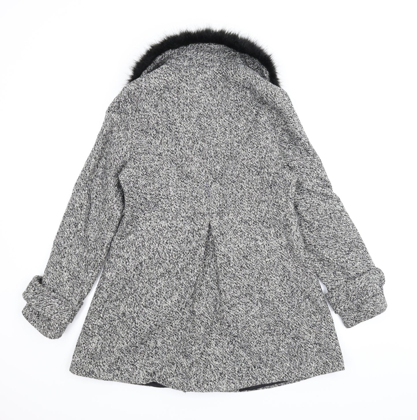 Carmel Womens Grey Houndstooth  Pea Coat Coat Size 12