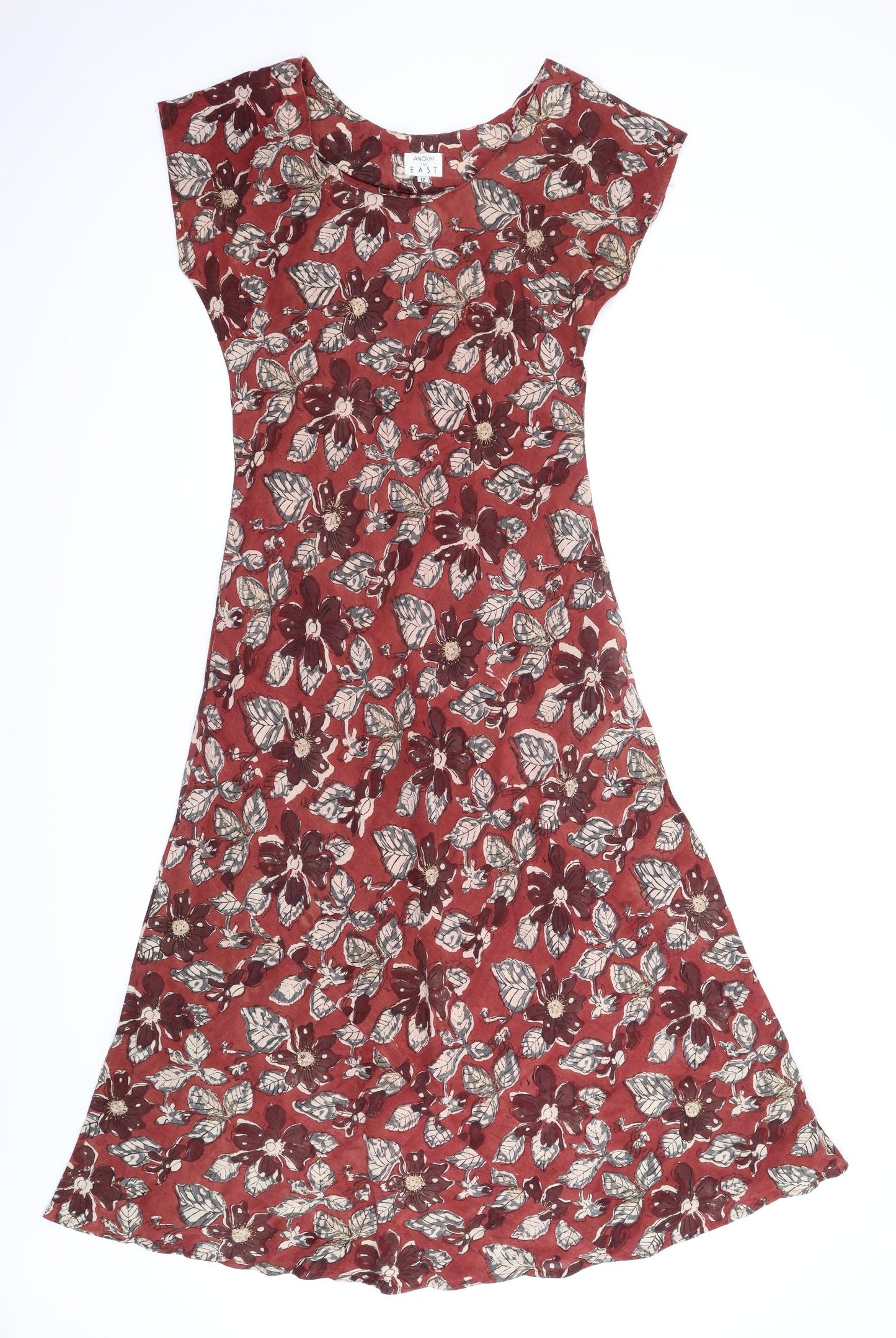 Anokhi for East Womens Red Floral  A-Line  Size 12