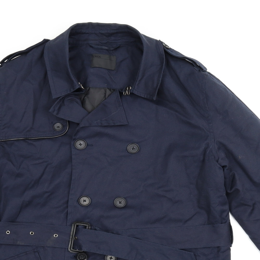 ASOS Mens Blue   Trench Coat Coat Size L