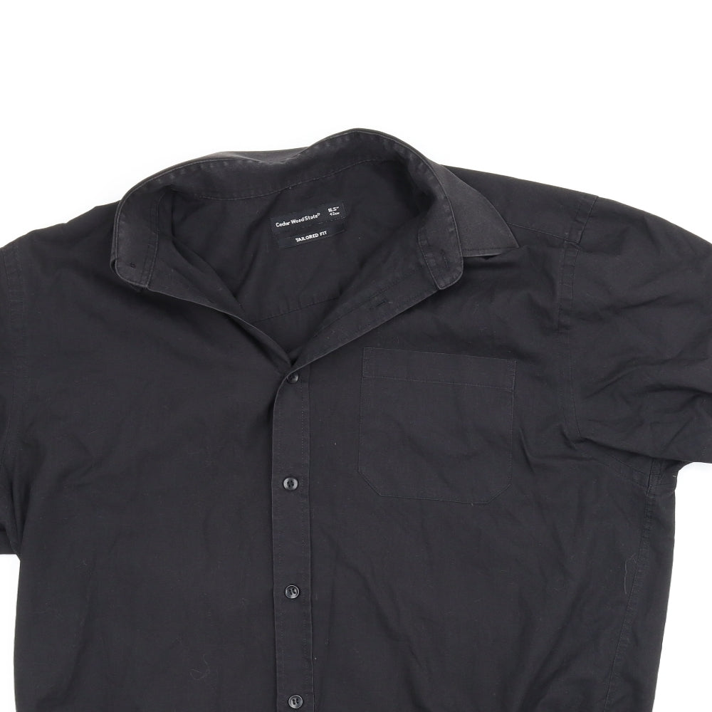 Cedar Wood State Mens Black    T-Shirt Size 16.5