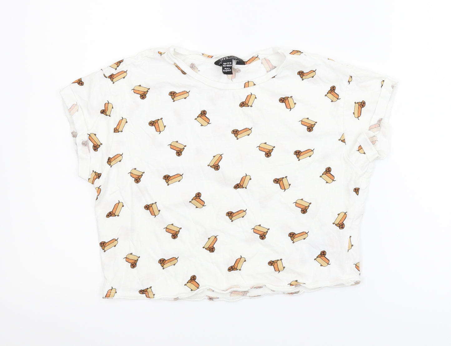 New Look Girls White   Cropped T-Shirt Size 12 Years