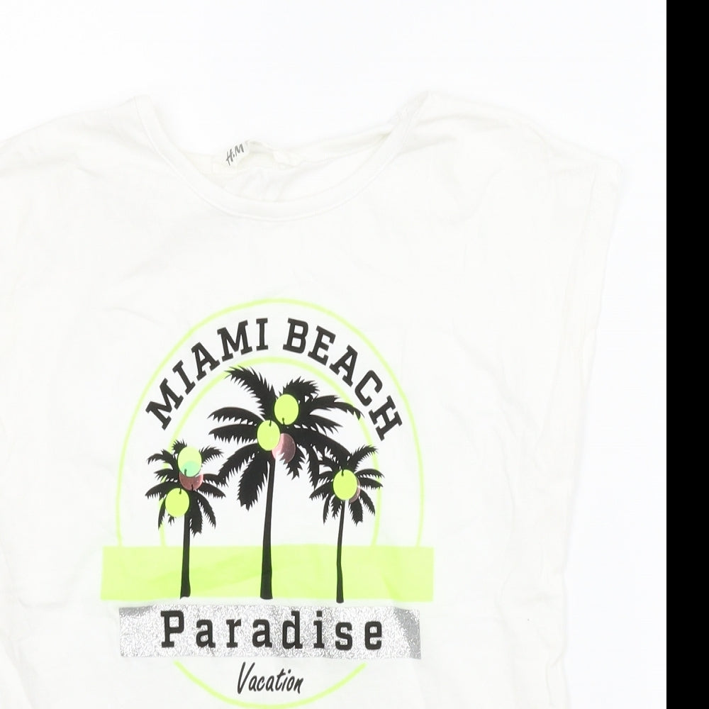 H&M Girls White   Basic T-Shirt Size 10-11 Years