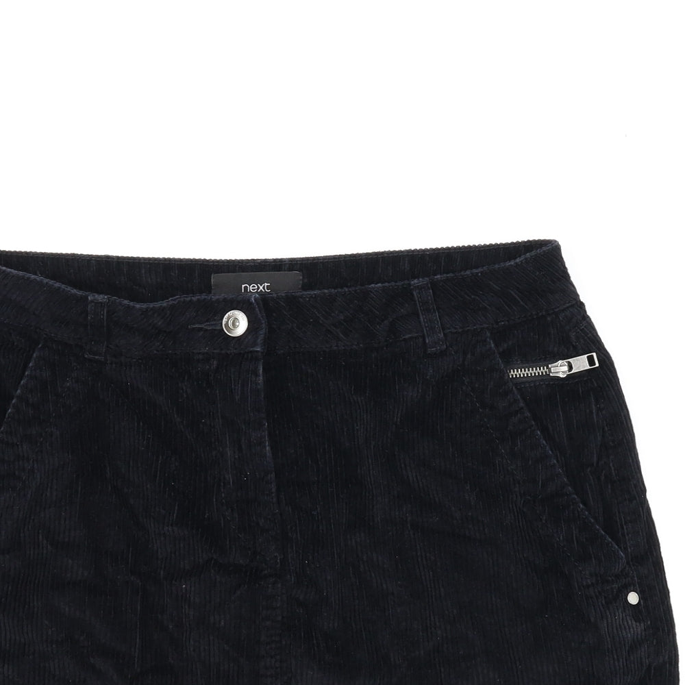 NEXT Womens Black  Corduroy A-Line Skirt Size 12