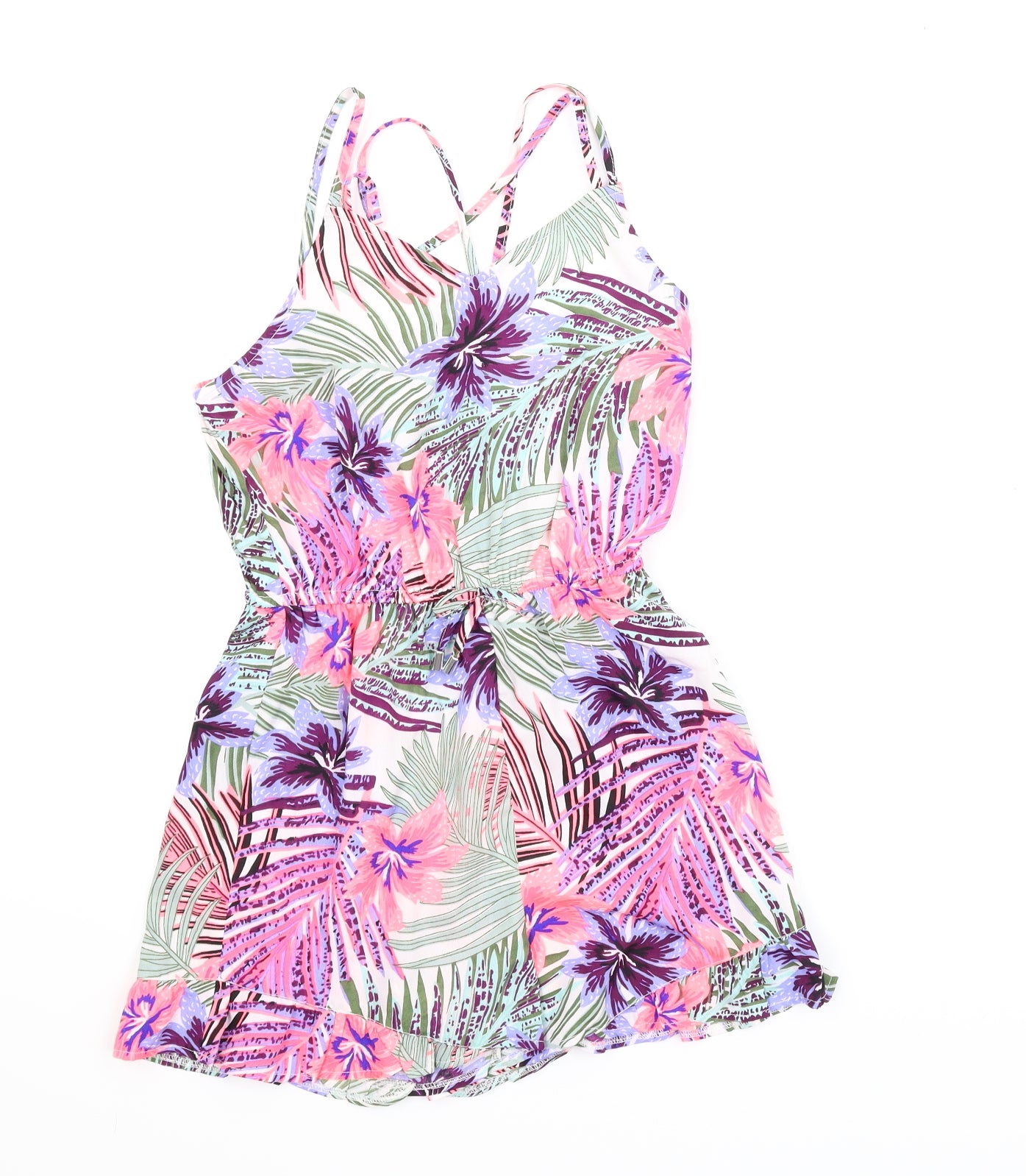Primark Girls Multicoloured Floral  Romper One-Piece Size 10-11 Years