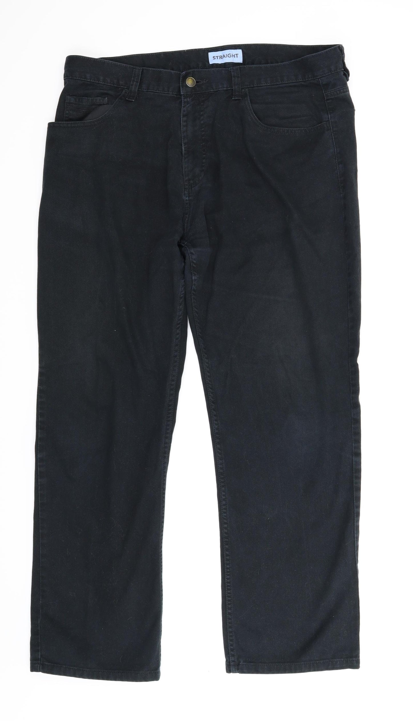 George Mens Black  Denim Straight Jeans Size 38 L31 in