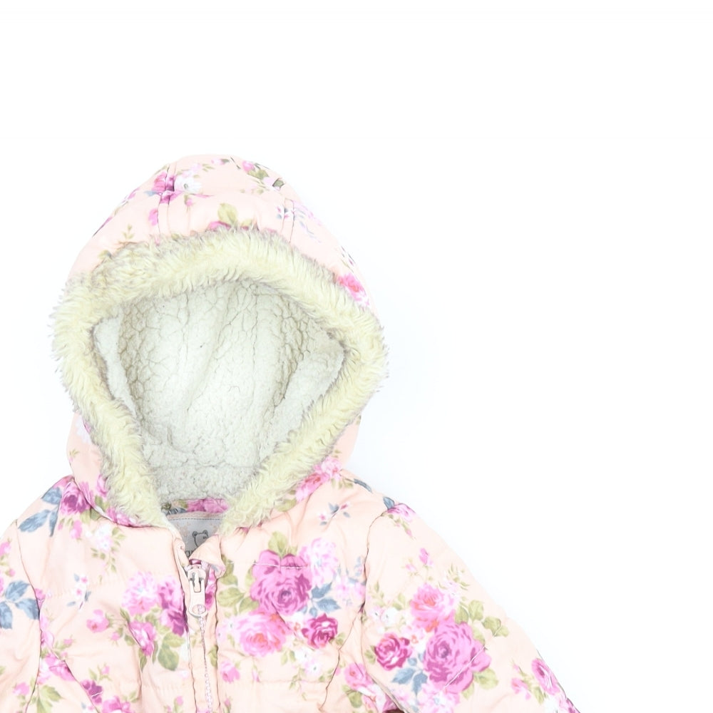 Early Days Girls Pink Floral  Puffer Jacket Coat Size 12 Months
