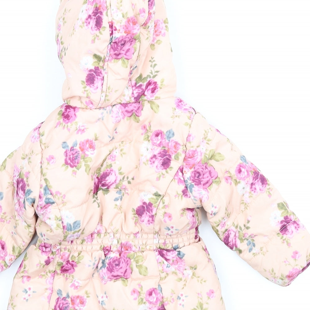 Early Days Girls Pink Floral  Puffer Jacket Coat Size 12 Months