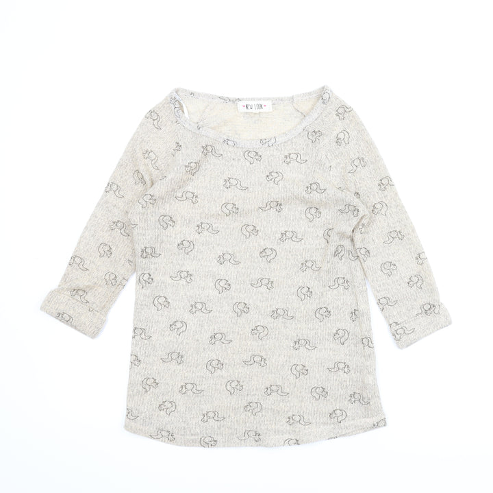 New Look Womens Beige Animal Print  Pullover Jumper Size 10