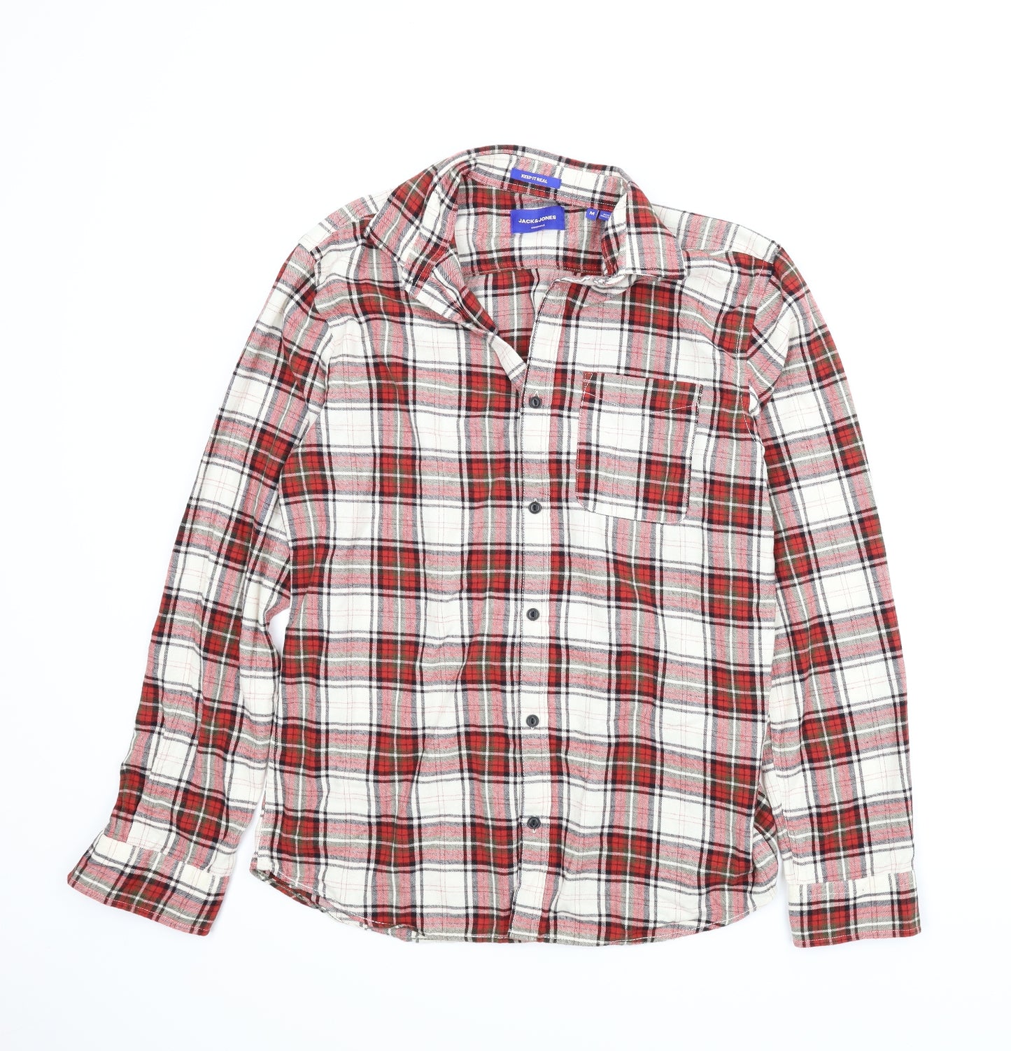 Jack and Jones Mens Red Plaid   T-Shirt Size M