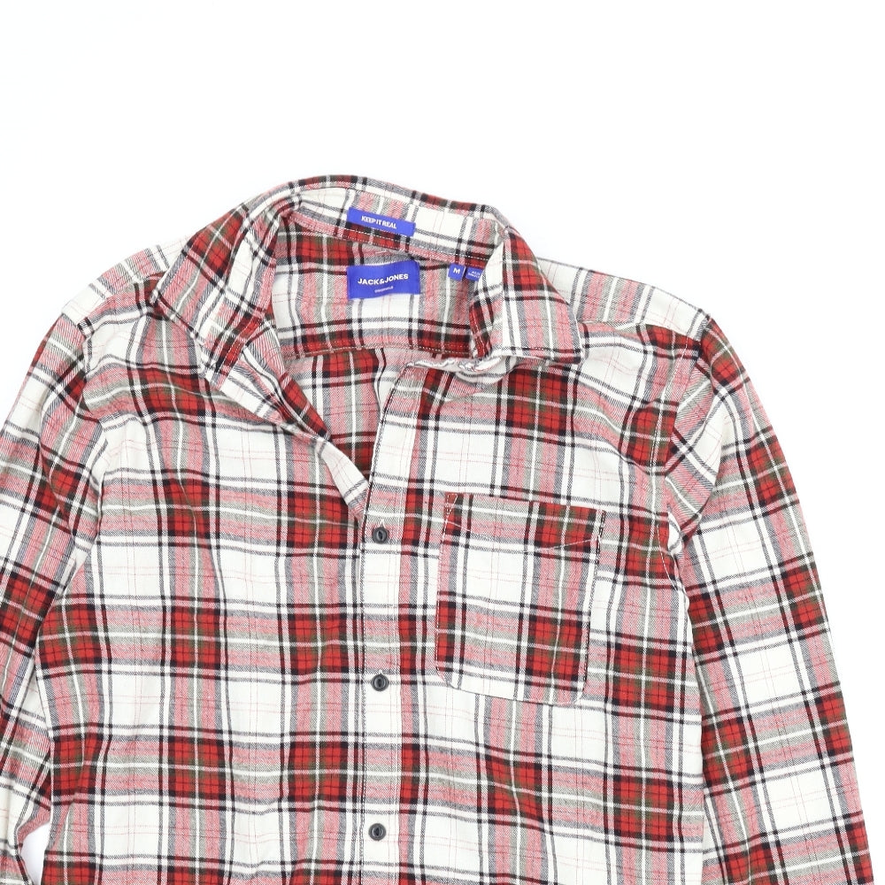 Jack and Jones Mens Red Plaid   T-Shirt Size M