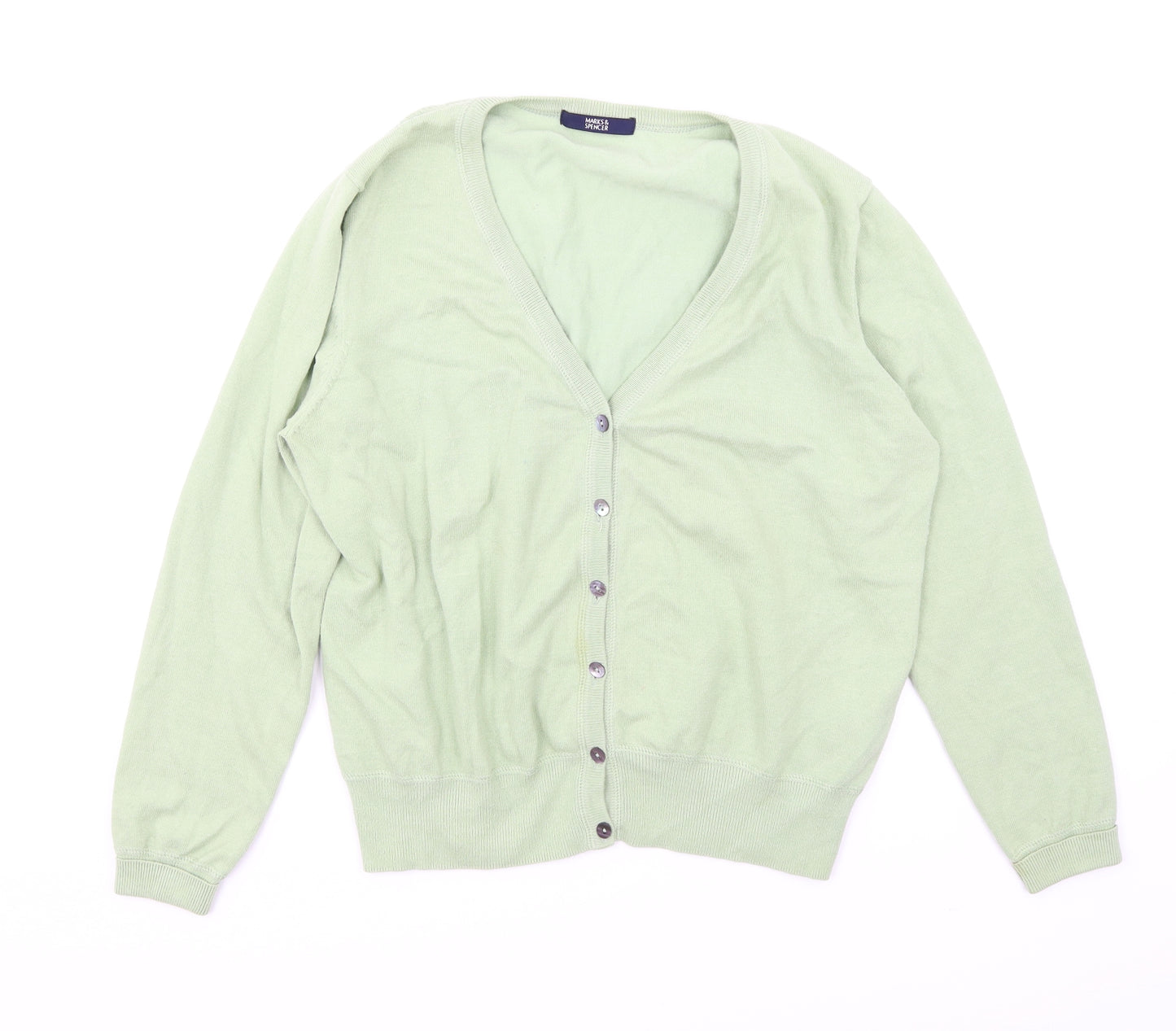 Marks and Spencer Womens Green   Cardigan Jumper Size 14