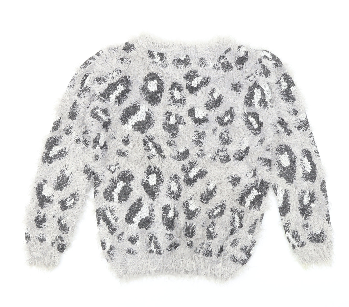 YD Girls Grey Animal Print  Pullover Jumper Size 9-10 Years