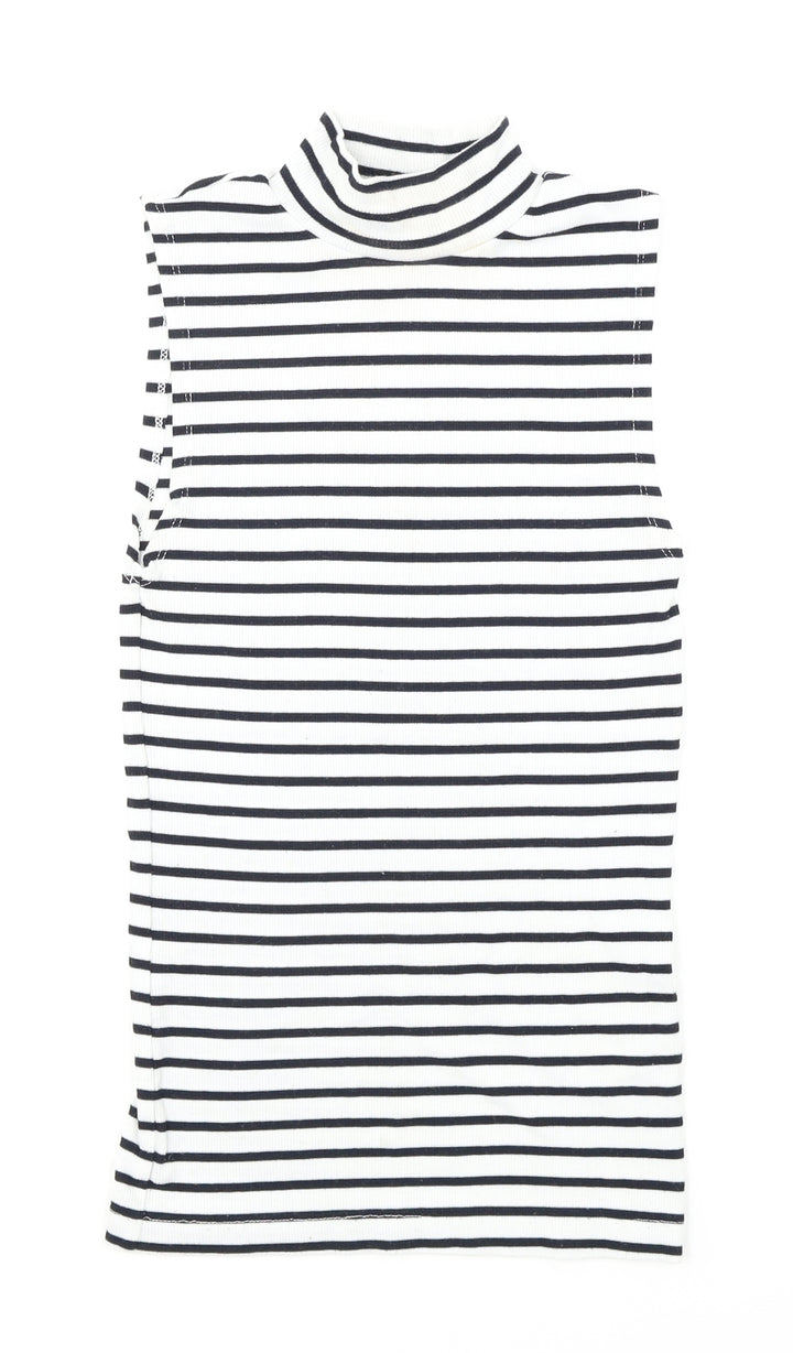 Atmosphere Womens White Striped  Basic Tank Size 6