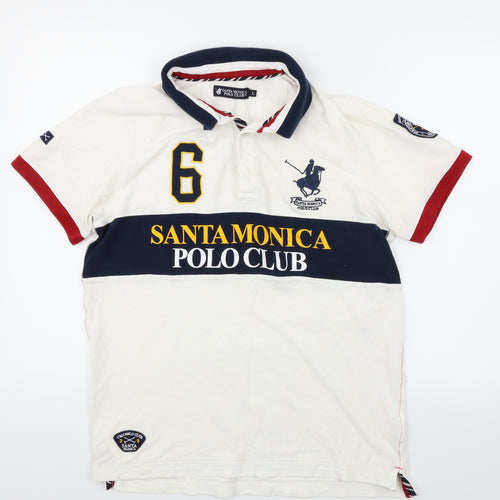 Santa Monica Polo Club Mens White    Polo Size L