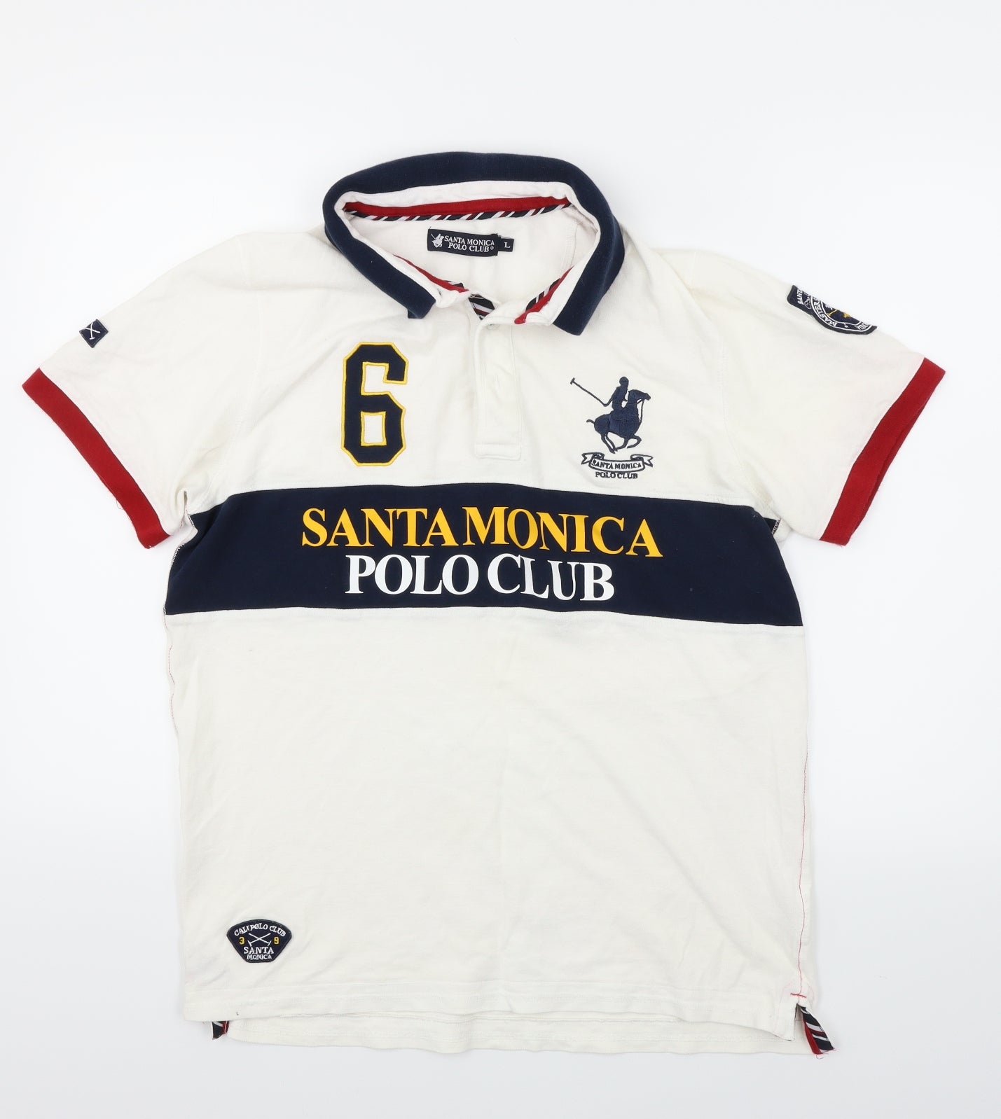 Santa Monica Polo Club Mens White    Polo Size L