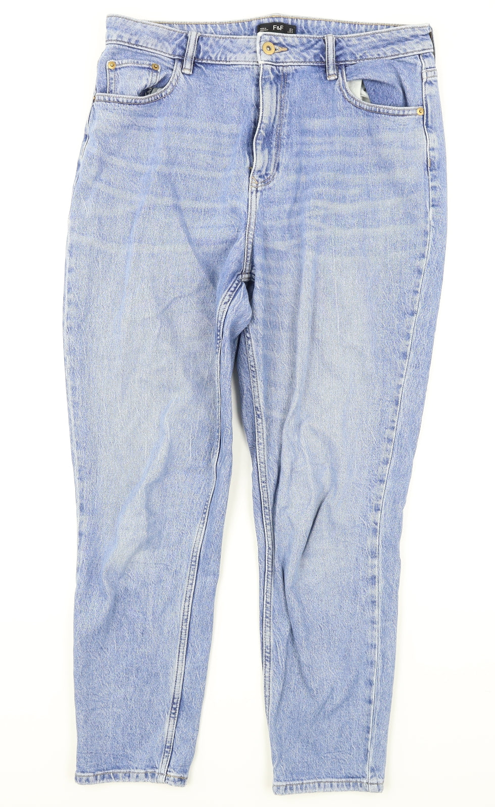 F&F Womens Blue  Denim Straight Jeans Size 14 L26 in